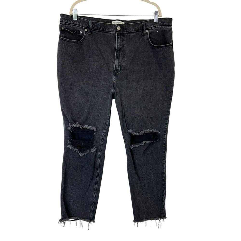 Abercrombie Fitch Ankle Straight Ultra High Rise Jeans‎ Womens Size 35 20R Black